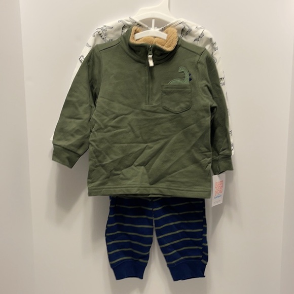 Carter's Matching Sets Baby Boys Size 8 Month Olive Green Blue 3
